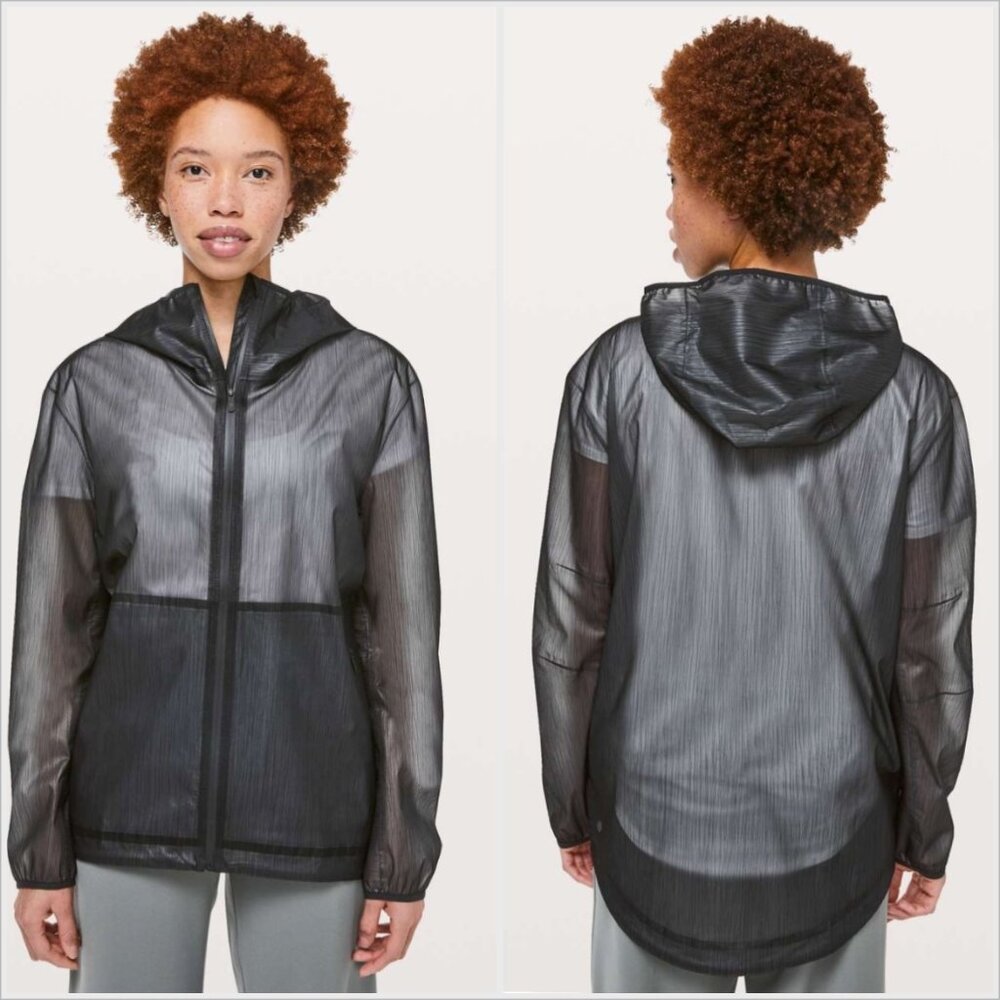 Lululemon Womens Sheer Joy Jacket Black Sz 6 NWOT Full Zip Waterproof Jacket